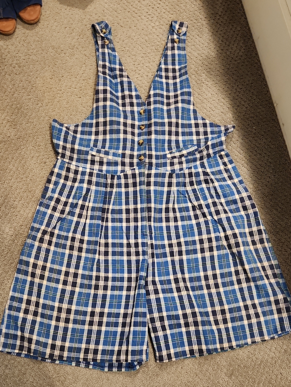 VINTAGE 1990'S Blue Plaid One-Piece Romper 22W